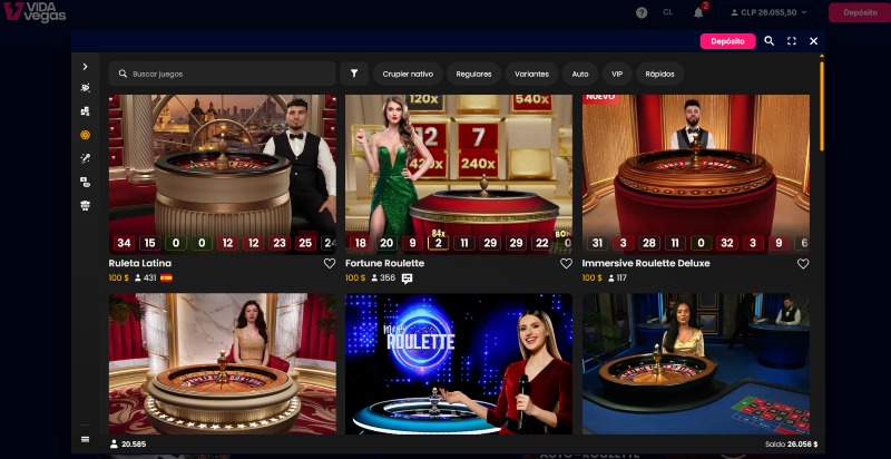 Roulette Lobby Ruleta Online en VidaVegas