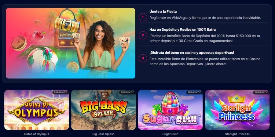 Promociones de Casino en VidaVegas bono de bienvenida